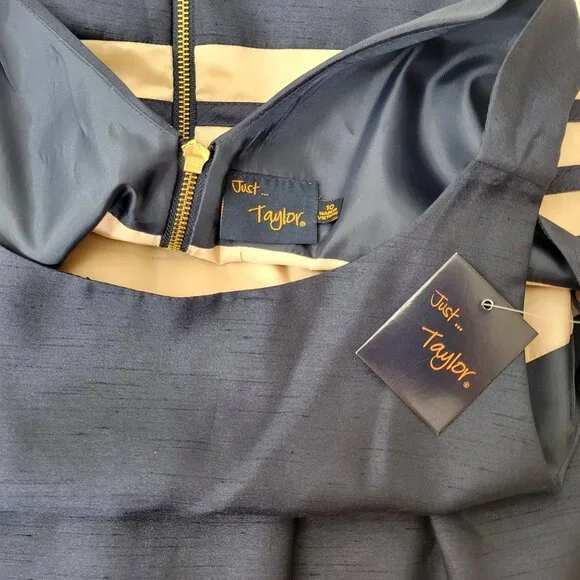 Taylor Sleeveless Silk Fit and Flare Navy Dress Style # 5238M Women's Size 10 NW - Picture 3 of 3